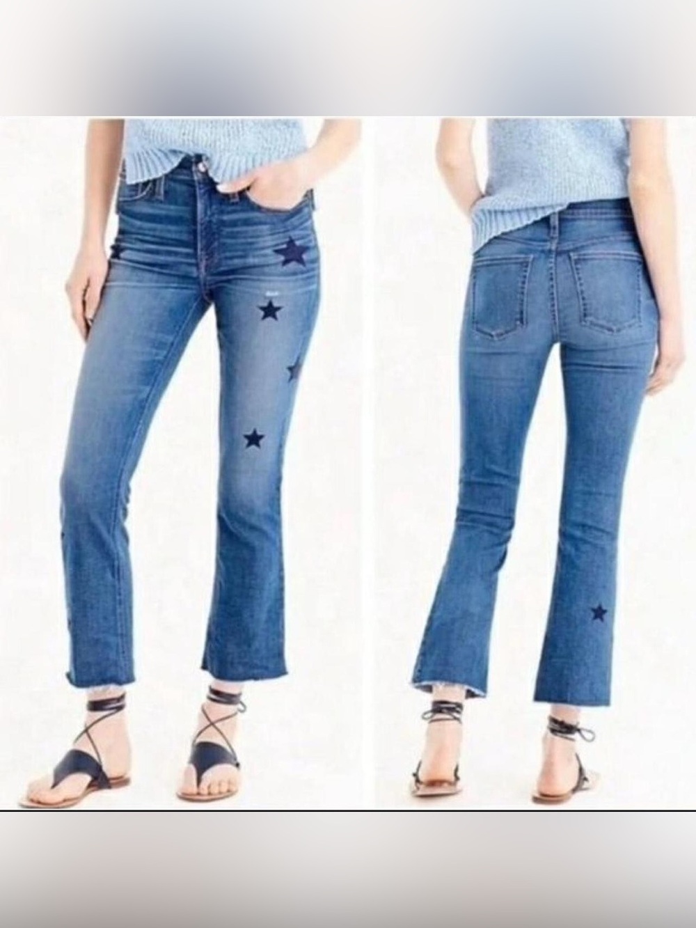 J crew cali Demi boot crop jeans with stars like new womens size 30